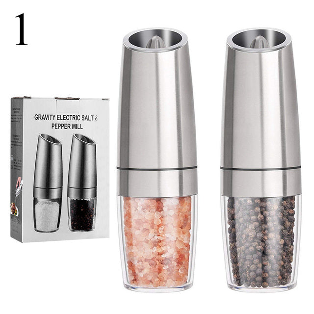 Automatic Electric Salt and Pepper Grinders Stainless Steel Kitchen Gadget Sets