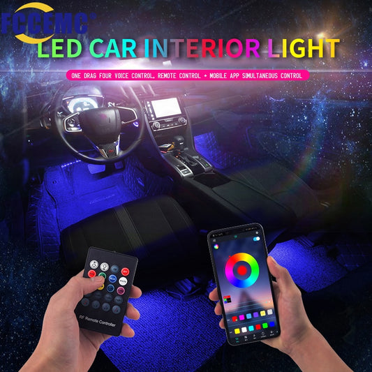 Led Car Foot Ambient Lighting  With USB Neon Mood Lighting Backlight Music Control