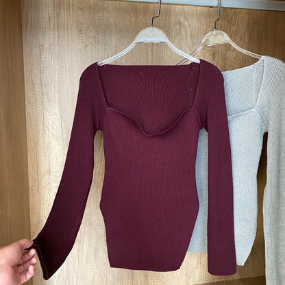 Square Collar Knitted Sweaters