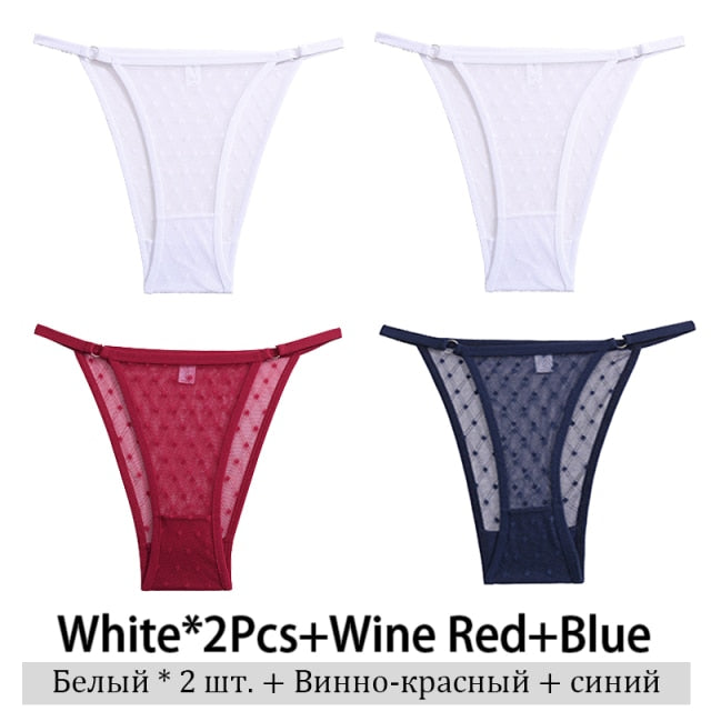 3PCS Sexy Transparent Low Waist Panties